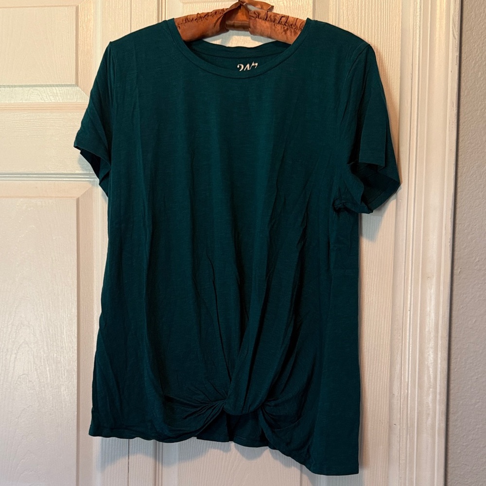 Maurices Teal Twist Front Short Sleeve Tee